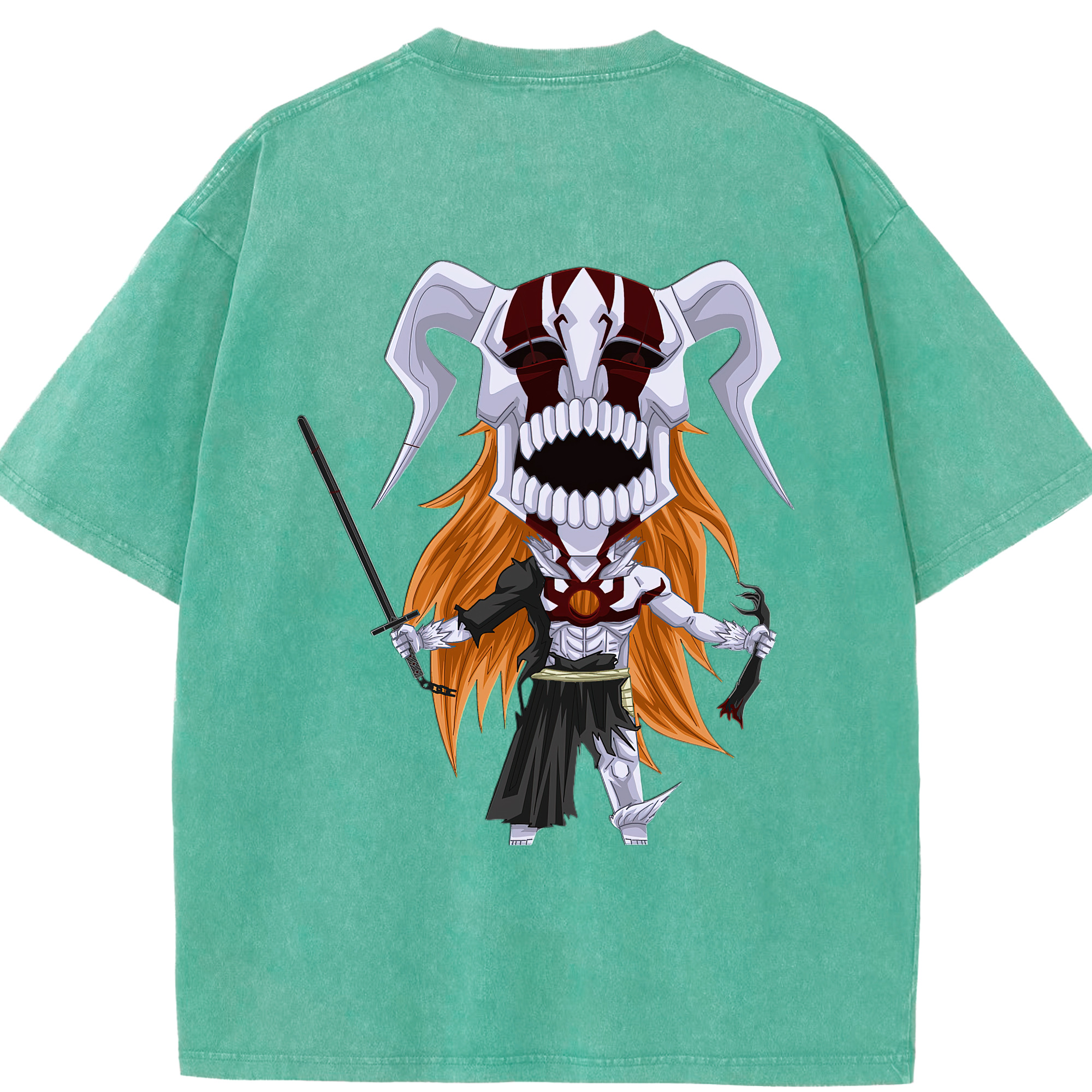 （画像用） ブリーチ 黒崎一護（くろさき いちご）BLEACH Kurosaki Ichigo 綿100% ヴィンテージ風 半袖Tシャツ（背面プリント）